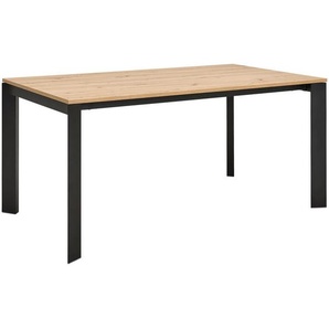 home24 Esstisch, Eiche Artisan, Metall, Holzwerkstoff, rechteckig, eckig, 90x75x160-250 cm, ausziehbar, Esszimmer, Tische, Esstische, Esstische ausziehbar