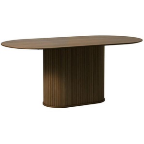 home24 Esstisch, Eiche, Holzwerkstoff, furniert, oval, Sockel, 95x75x180 cm, Variantenauswahl, Esszimmer, Tische, Esstische, Esstische oval