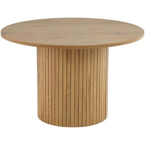 home24 Esstisch, Eiche, Holzwerkstoff, rund, Säule, rund, 120x75x120 cm, Esszimmer, Tische, Esstische, Esstische rund