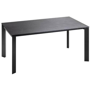 home24 Esstisch, Schwarz, Schiefer, Metall, Holzwerkstoff, rechteckig, eckig, 90x75x160-250 cm, ausziehbar, in verschiedenen Größen erhältlich,