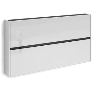 home24 Hängeschuhschrank, Weiß Hochglanz, Holzwerkstoff, 160x85x19 cm, Beimöbel erhältlich, hängend, Garderobe, Schuhaufbewahrung, Schuhschränke
