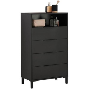 home24 Highboard Inova, Anthrazit, Schwarz, Metall, 4 Schubladen, 60x94.4x33 cm, Made in Germany, Beimöbel erhältlich, stehend, Wohnzimmer, Kommoden &