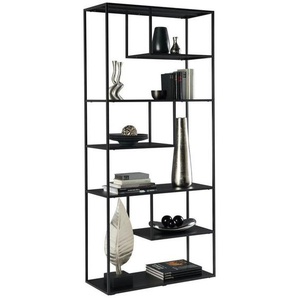 home24 Regal, Schwarz, Metall, 5 Fächer, 85x188x35 cm, Arbeitszimmer, Büroregale, Bücherregale