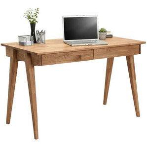home24 Schreibtisch, Wildeiche, Holz, Wildeiche, massiv, 2 Schubladen, rechteckig, eckig, 65x76x120 cm, Stauraum, Arbeitszimmer, Schreibtische,