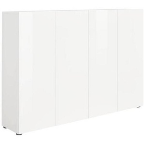 home24 Schuhschrank, Weiß, Holzwerkstoff, 10 Fächer, 160x115x34 cm, erweiterbar, Typenauswahl, Beimöbel erhältlich, Garderobe, Schuhaufbewahrung,