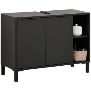 home24 Waschbeckenunterschrank Inova, Anthrazit, Schwarz, Metall, 1 Fächer, 80x49.3x33 cm, Made in Germany, stehend, Badezimmer, Badezimmerschränke,