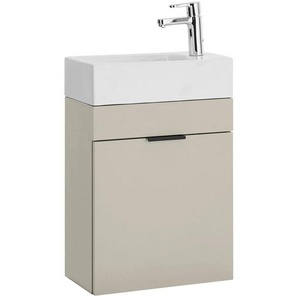 home24 Waschtischkombi Nancy, Weiß, Kaschmir, Holzwerkstoff, 1 Fächer, 45x55x25 cm, hängend, Badezimmer, Waschbecken & Armaturen, Waschtische