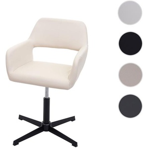 Homeoffice-Bürostuhl HWC-A50 IV, Wohnraum-Schreibtischstuhl + Esszimmerstuhl ~ Kunstleder creme, Fuß schwarz