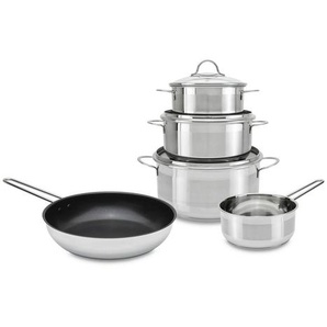 Homeware Profession. Kochtopfset Verona, Schwarz, Edelstahl, Metall, Kunststoff, 5-teilig, 16 cm,20 cm,16 cm, 4 L,2,5 L,1 L,1 L, rund, Lfgb,
