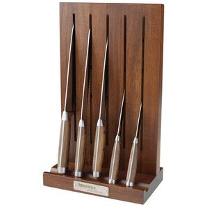 Homeware Profession. Messerblock, Natur, Edelstahl, Holz, Metall, 6-teilig, Kautschukholz, vollmassiv, Lfgb, Kochen, Küchenmesser, Messersets