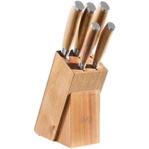 Homeware Profession. Messerblock Toronto, Akazie, Holz, Metall, 6-teilig, Akazie, massiv, Lfgb, Kochen, Küchenmesser, Messersets