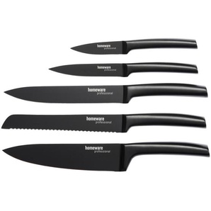 Homeware Profession. Messerset, Schwarz, Metall, 5-teilig, Lfgb, Klinge antihaftbeschichtet, Kochen, Küchenmesser, Messersets