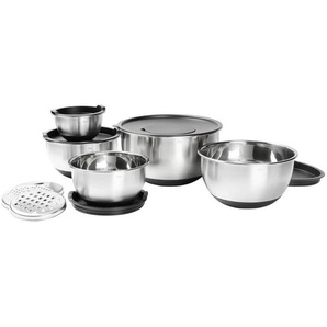 Homeware Profession. Schüsselset, Schwarz, Metall, Kunststoff, 8-teilig, Uni, rund, Lfgb, lebensmittelecht, Essen & Trinken, Geschirr, Schalen & Schüsseln, Schüsselset