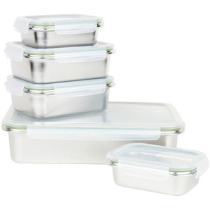 Homeware Profession. Vorratsdosenset, Hellgrün, Transparent, Metall, 5-teilig, 0.6 L, Lfgb, auslaufsicher, lebensmittelecht, luftdichter Verschluss,