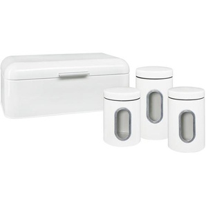 Homeware Profession. Vorratsdosenset, Weiß, Metall, 4-teilig, Lfgb, lebensmittelecht, Küchenzubehör, Vorratsbehälter, Vorratsdosen Sets