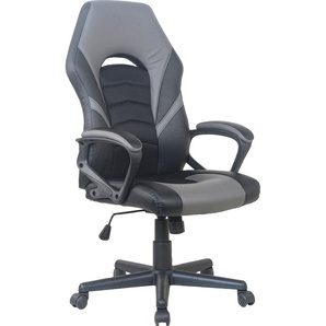 Chefsessel HOMEXPERTS Friends Stühle Gr. Kunstleder, schwarz (schwarz, grau, schwarz) Gaming-Stuhl Racing-Chair Chefsessel Stühle Moderne Optik, Gaming Chair