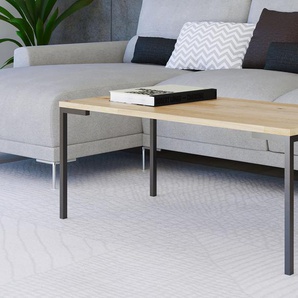 Couchtisch HOMEXPERTS Roger Tische Gr. B/H/T: 110 cm x 45 cm x 55 cm, braun (eiche, schwarz, eiche) Couchtisch Eckige Couchtische Holz-Couchtische Tisch Massivholz Eiche, Metall Untergestell in Schwarz, Breite 110 cm
