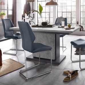 Essgruppe HOMEXPERTS Bärbel/Amelie Sitzmöbel-Sets grau (beton, optik, blau) Essgruppen Sitzmöbel-Sets Breite 140 cm mit Auszug und 4 Stühle