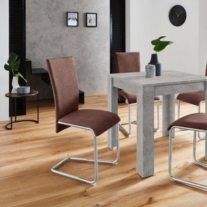 Homexperts Essgruppe Nick1-Mulan, (Set, 5-tlg), Tisch in Beton-Optik, Breite 80 cm