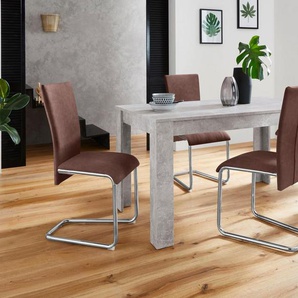 Homexperts Essgruppe Nick3-Mulan, (Set, 5-tlg), mit 4 Stühlen, Tisch in Beton-Optik, Breite 140 cm