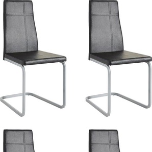 Esszimmerstuhl HOMEXPERTS Cross 02 Stühle Gr. B/H/T: 42 cm x 96,5 cm x 55 cm, 4 St., Kunstleder, Metall, schwarz (schwarz, silberfarben) Küchenstühle Stühle (2 oder 4 Stück), Bezug in Kunstleder