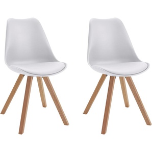 Esszimmerstuhl HOMEXPERTS Kaja Stühle Gr. 2 St., Kunstleder, weiß Küchenstühle Stühle Sitzschale mit Sitzkissen in Kunstleder
