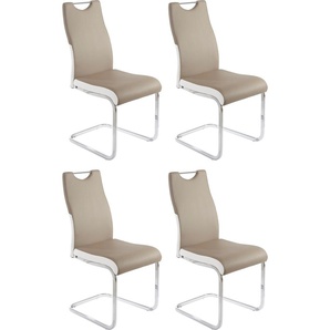 Esszimmerstuhl HOMEXPERTS Paolo 02 Stühle Gr. B/H/T: 44 cm x 98 cm x 56 cm, 4 St., Kunstleder, 4er-Set + Metall, grün (schilf, silberfarben) Küchenstühle Stühle (2 oder 4 Stück), Bezug in Kunstleder