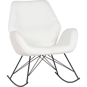 Schaukelstuhl HOMEXPERTS Stühle Gr. B/H/T: 74 cm x 94 cm x 85 cm, Kunstfell, Metall, weiß (off, white) Schaukelstühle Stühle