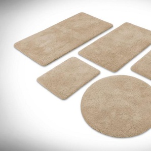 Homie Living Badematte Porto Azzurro, Höhe 30 mm, rutschhemmend beschichtet, fußbodenheizungsgeeignet, schnell trocknend, Polyester, rund, Badteppich, uni, rechteckig & rund, waschbar, Badezimmerteppich