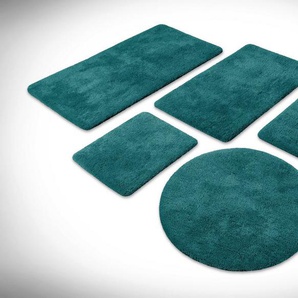 Homie Living Badematte Porto Azzurro, Höhe 30 mm, rutschhemmend beschichtet, fußbodenheizungsgeeignet, schnell trocknend, Polyester, rund, Badteppich, uni, rechteckig & rund, waschbar, Badezimmerteppich