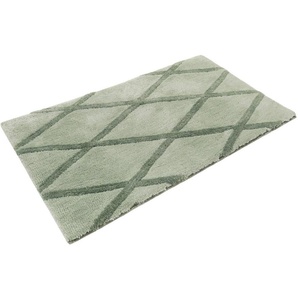 Homie Living Badematte San Bosa, Höhe 20 mm, rutschhemmend beschichtet, fußbodenheizungsgeeignet, schnell trocknend, Polyester, rechteckig, Badteppich, modernes Rauten Design, waschbar, Badezimmerteppich