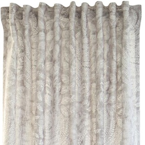 Vorhang HOMING Tano Gardinen Gr. 245 cm, verdeckte Schlaufen, 140 cm, grau Landhaus Gardinen blickdicht, Floral, Blumen, grau, Wohnzimmer, Schlafzimmer