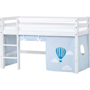 Hoppekids Hochbett «Ballon» mit Matratze & Vorhang, umbaubar, 4Stile