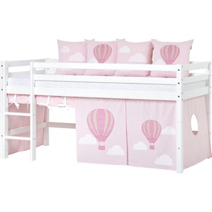 Hoppekids Hochbett «Ballon» mit Matratze & Vorhang, umbaubar, 4Stile