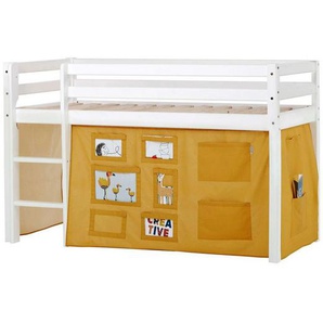 Hoppekids Hochbett ECO Dream, Kinderbett, Spielbett, Halbhohes Bett aus Massivholz inkl. Vorhang-Set Creator, Bettgröße & Matratze wählbar