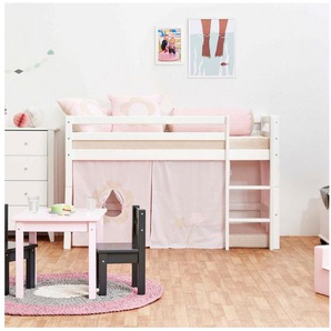 Hoppekids Hochbett «Fairytale Flower» mit Vorhang & Matratze 2 Größen umbaubar