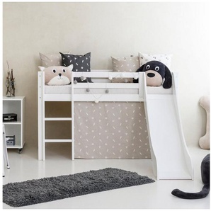 Hoppekids Hochbett «Pets Silbergrau» Rutsche & Vorhang Grau und viel Auswahl