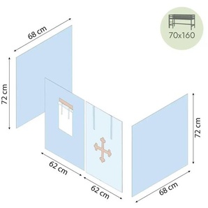 Hoppekids Vorhang für Spielbett 70x160 - blau - Materialmix - 300 cm - 72 cm | Möbel Kraft