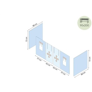 Hoppekids Vorhang für Spielbett 90x200  Fairytale Knight ¦ blau ¦ Maße (cm): B: 380 H: 72