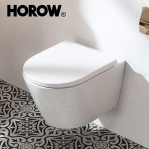 Horow - Spülrandloses wc mit Softclose Toilettensitz, Toilette für Gäste-WC Modernes Wandtoilette Combi-Pack Toilette wassersparend, Keramik Weiß
