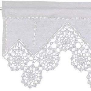 HOSSNER - ART OF HOME DECO Querbehang Dufour, Stangendurchzug (1 St), halbtransparent, Wirkware, handgehäkelte Spitze, weiß, Baumwolle