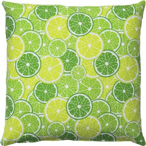 Kissenhülle HOSSNER - HOMECOLLECTION 32643 Limun Kissenbezüge Gr. B/L: 50 cm x 50 cm, 2 St., Baumwolle-Polyester, bunt (grün, gelb, weiß) Kissenbezüge gemustert