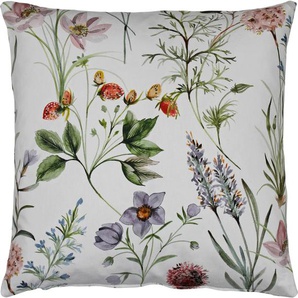 Kissenhülle HOSSNER - HOMECOLLECTION 32660 Mirabell Kissenbezüge Gr. B/L: 50 cm x 50 cm, 1 St., Baumwolle, bunt (weiß, grün, rot, rosa, flieder, gelb) Kissenbezüge gemustert