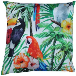 Kissenhülle HOSSNER - HOMECOLLECTION Exotic Birds Kissenbezüge Gr. B/L: 40 cm x 60 cm, 1 St., Polyacryl, bunt (weiß, gelb, blau, grün) Kissenbezüge gemustert