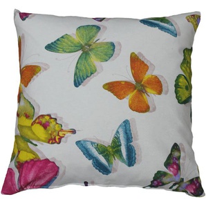 Kissenhülle HOSSNER - HOMECOLLECTION Pillango Kissenbezüge Gr. B/L: 50 cm x 50 cm, 2 St., Baumwolle-Polyester, bunt (weiß, bunt) Kissenbezüge gemustert
