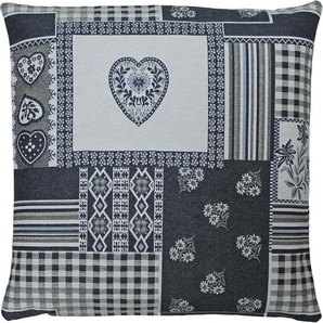 Kissenhülle HOSSNER - HOMECOLLECTION Taylor Kissenbezüge Gr. B/L: 40 cm x 40 cm, 1 St., Polyester-Baumwolle, grau (grau, natur) Kissenbezüge gemustert