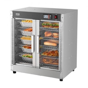 Hot Box Speisenwärmer 5-stufiger Imbisswärmer mit Wasserschale & 5 Pfannen & Glas-Doppeltür und verstellbaren Ablagen, Speisenwärmerschrank aus Edelstahl, ideal zur Aufbewahrung von Pizza Hühnchen Restaurant XXSPBWJ5CTMMDTNPKV2