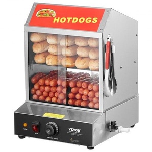 Hot Dog Dampfgarer, 27L, 2-stufiger Hot Dog Hütten-Dampfgarer, 30℃~85℃ Temperaturregelung, elektrischer Brötchenwärmer mit Schiebetüren aus gehärtetem Glas, Trennplattenzange, Edelstahl, für Hot Dogs & Brötchen RGZSJ27L2C00I797ZV2