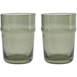House Doctor Rain Trinkglas 2er-Set - grün - 2er-Set à Ø 7,5 cm - Höhe 10,5 cm