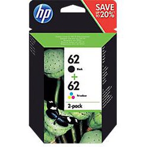 HP 62 Original Tintenpatrone N9J71AE Schwarz, Cyan, Magenta, Gelb Multipack 2 Stück 3400487
